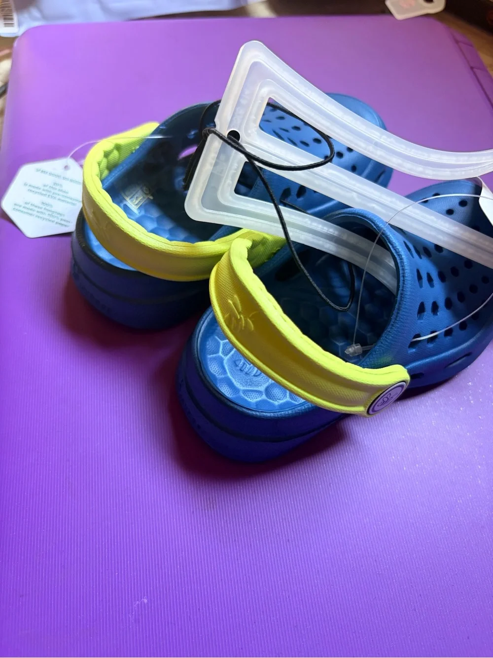 Joybees Kids' Blue Water Clogs with Yellow Heel Strap